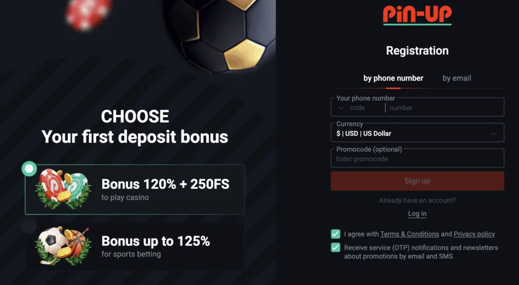 registration at Pin Up Casino